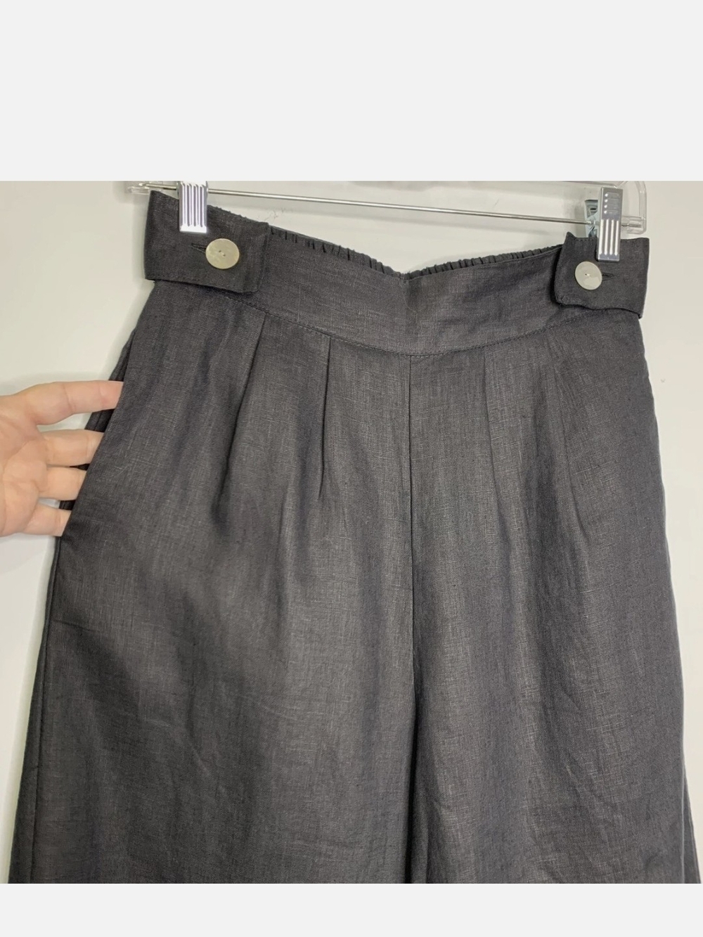FREE THE LABEL MONACO 100% Linen High Waisted Wide-Leg Black Pant - Picture 4 of 9